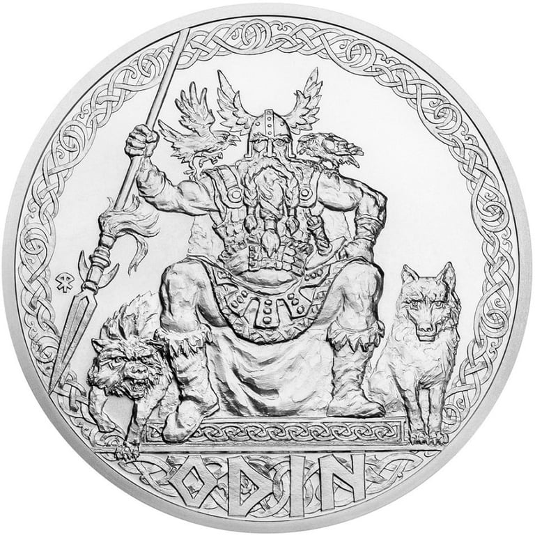 Front of the Silver 5 oz Ancient Gods - Odin