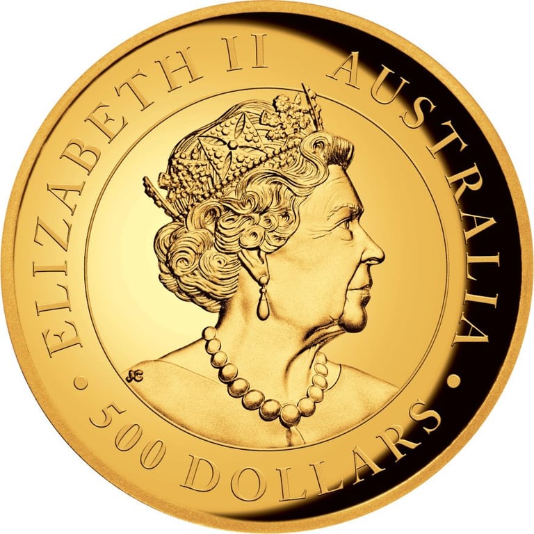 Back of the Gold Kookaburra 5 oz PF High Relief - 2022
