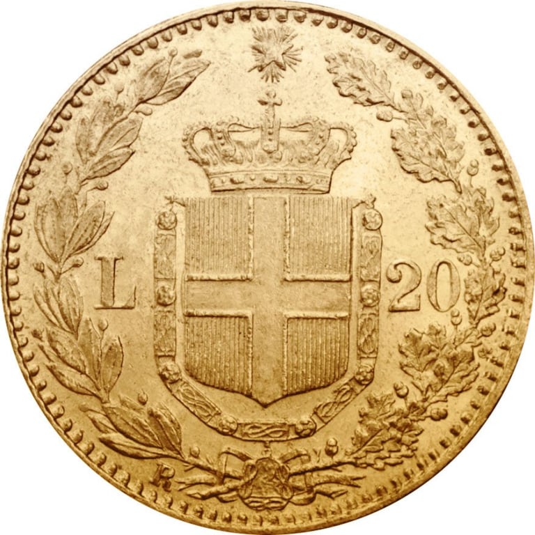 Back of the Gold 20 Lire Italy
