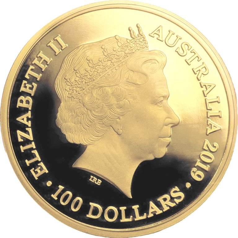 Back of the Gold Bottlenose Dolphin 1 oz - RAM 2019