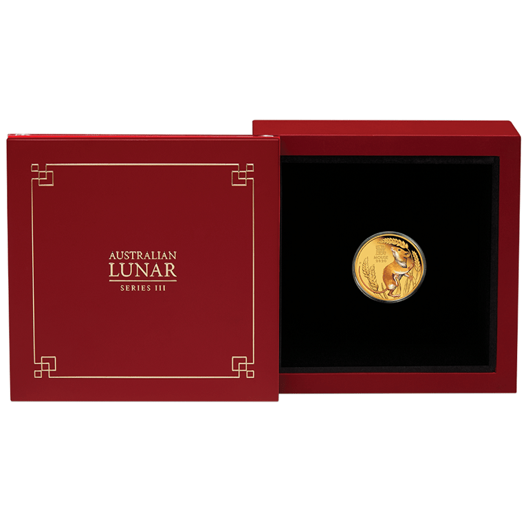 Gold Lunar III Mouse 1 oz PF - colored 2020 in the original coin case
