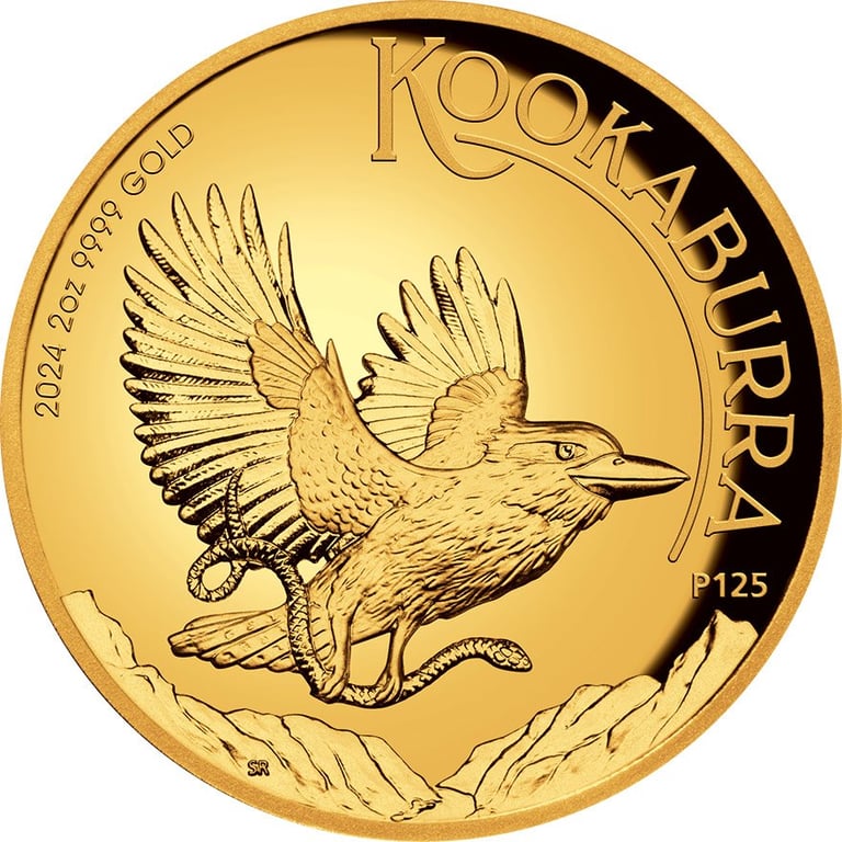 Front of the Gold Kookaburra 2 oz PF - High Relief 2024