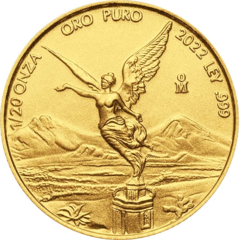 Front of the Gold Mexico Libertad 1/20 oz