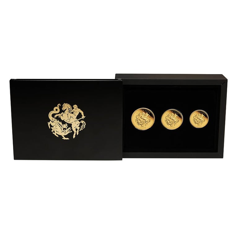 Front of the Gold Sovereign 3 Coin Set PF - 125th Anniversary - Perth Mint
