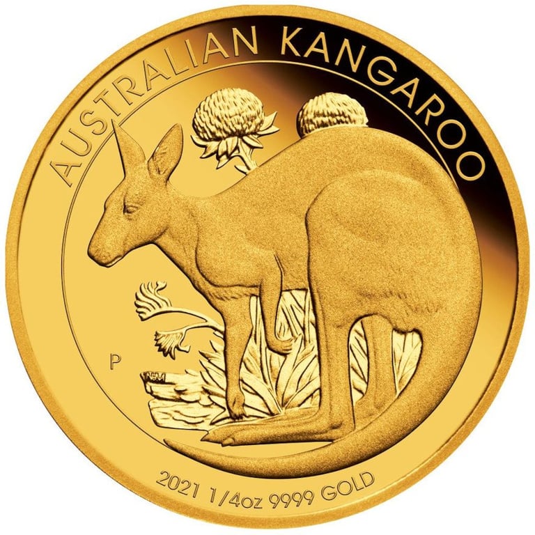 Front of the Gold Kangaroo 1/4 oz PF - 2021