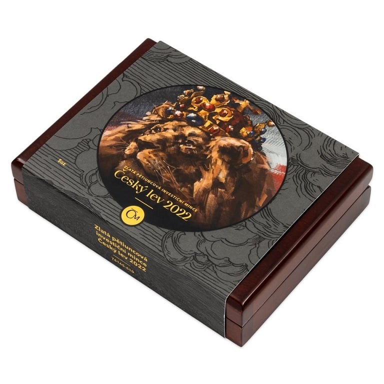 Original coin case of the Gold Czech Lion 5 oz - 2022