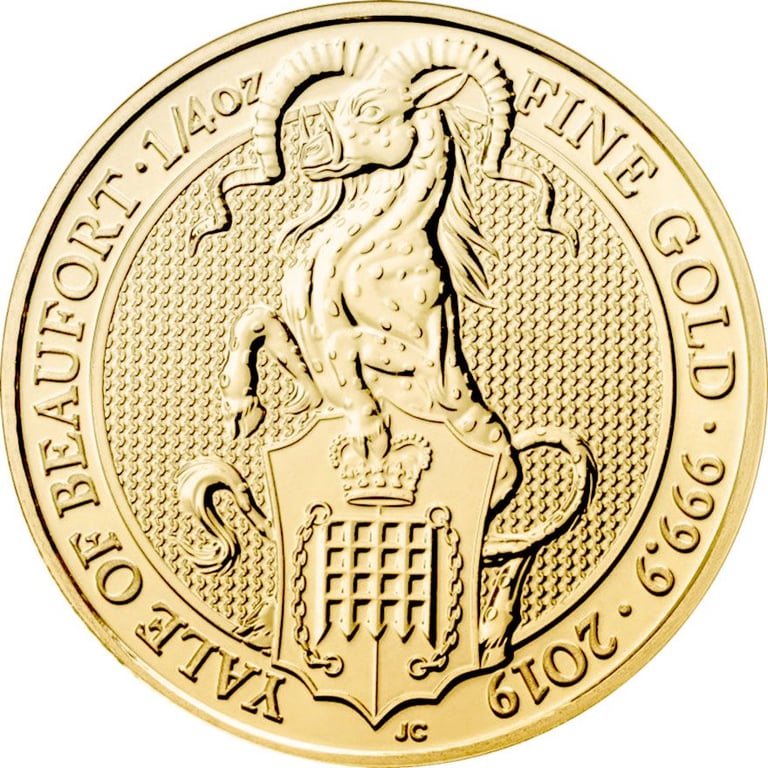 Front of the Gold The Queen's Beasts 1/4 oz - Yale of Beaufort