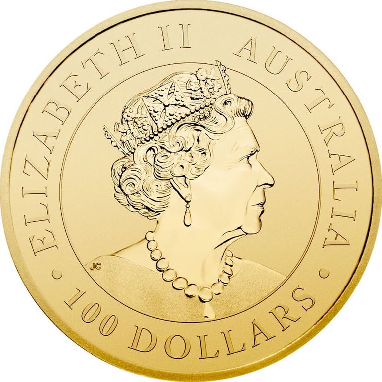 Back of the Gold Australian Nugget 1 oz - Little Hero 2022