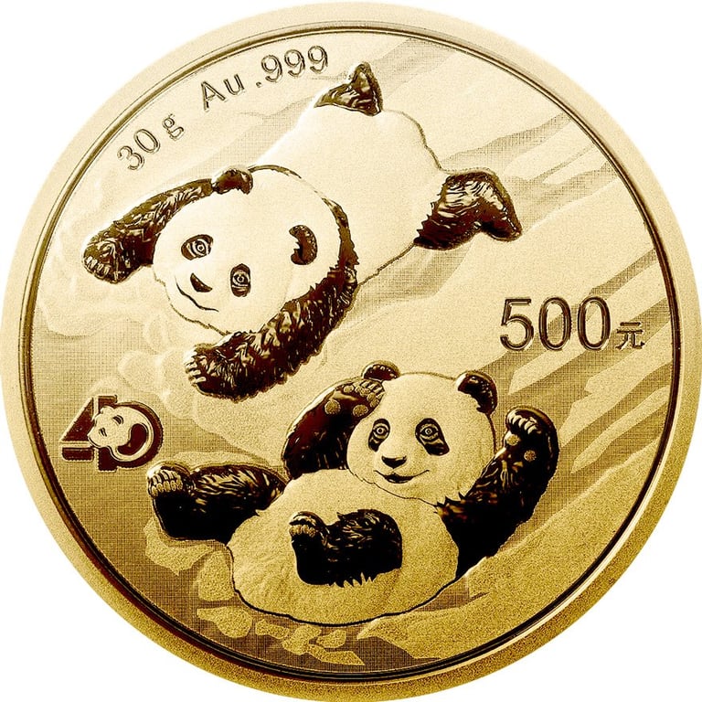 Front of the Gold China Panda 30 g