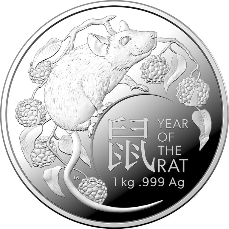 Front of the Silver Lunar Rat 1000 g PF - RAM 1st Edition