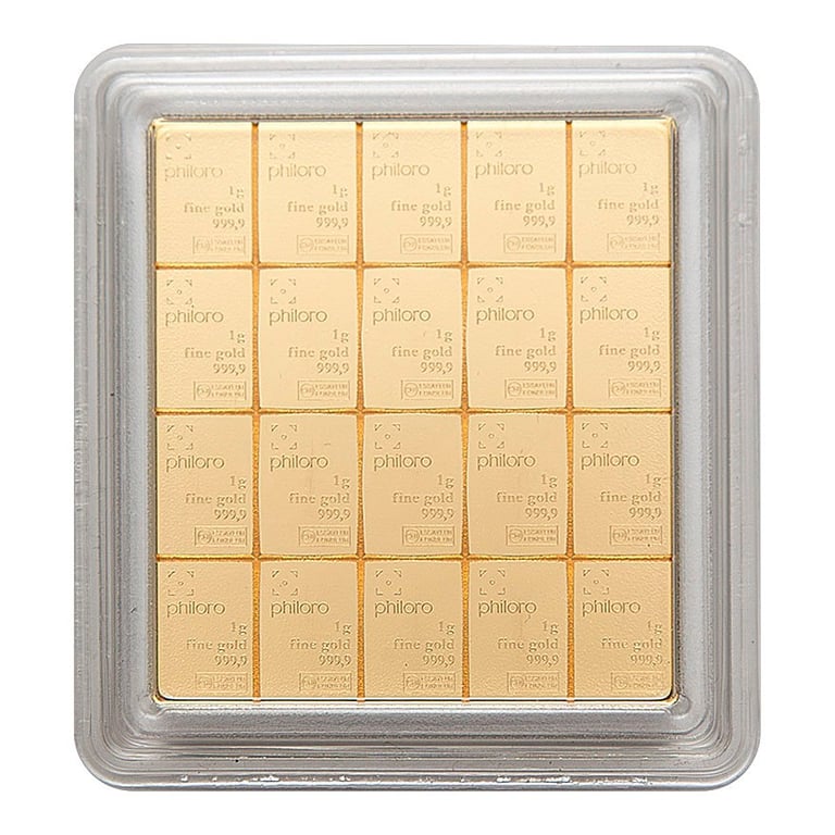 Front of the Gold CombiBar® 20 x 1 g - philoro