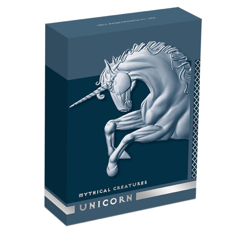 Original coin case of the Platinum Unicorn 1 oz - Mythical Creatures - PF 2021
