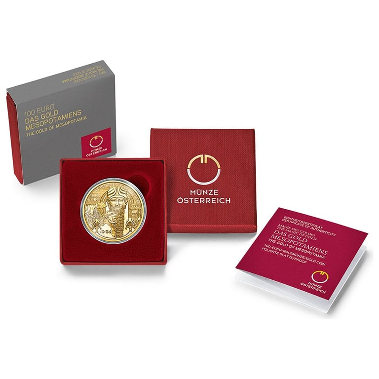 Gold “The Gold of Mesopotamia” 100 EUR PF AUT - 2019 in the original coin case