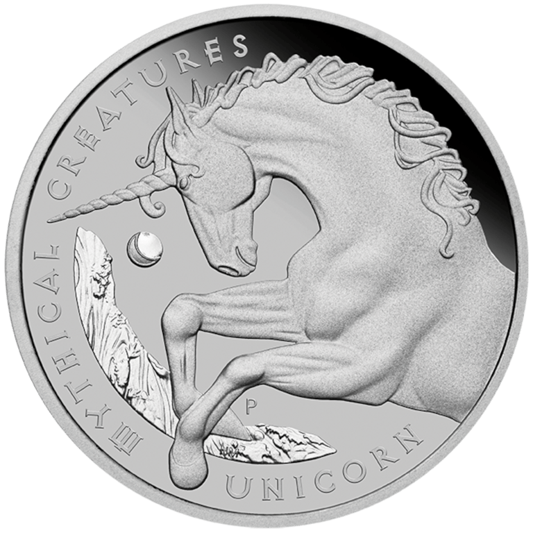 Front of the Platinum Unicorn 1 oz - Mythical Creatures - PF 2021