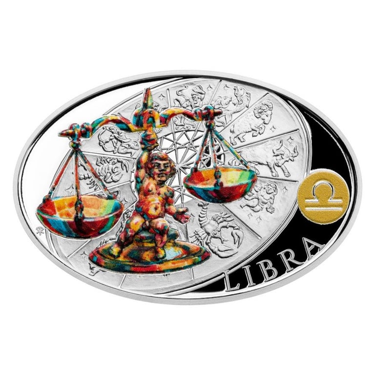 Front of the Silver Zodiac - Libra 1 oz PP