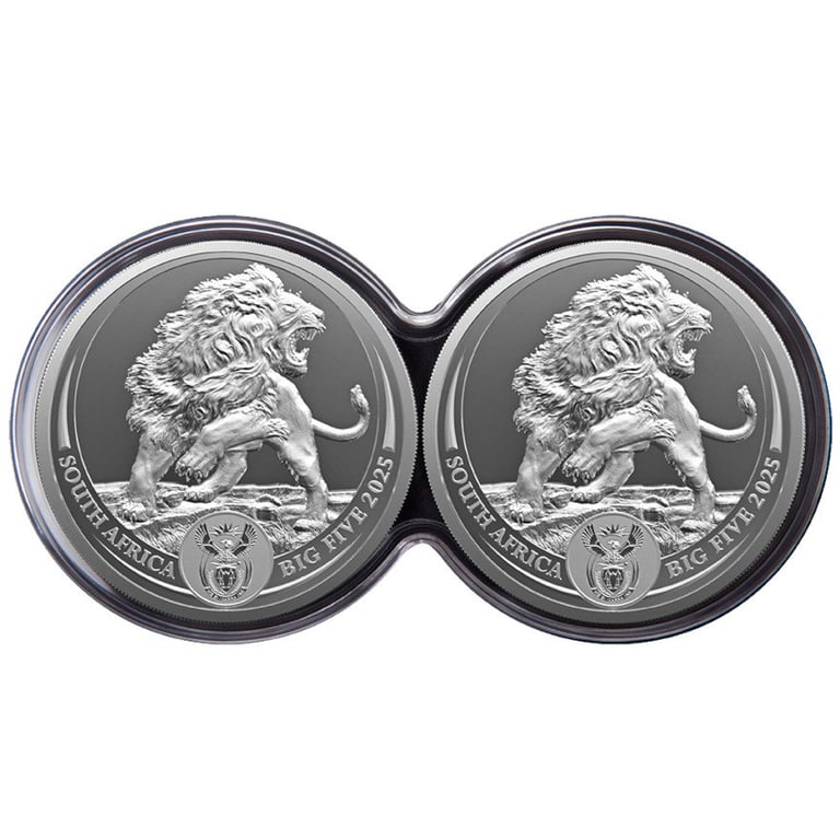 Front of Silver Lion Big Five Series III – 2 x 1 oz Proof Set Double Capsule