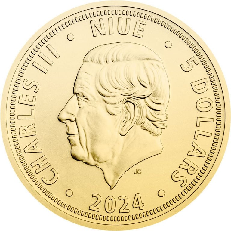 Back of the Front of the Gold Czech Lion 1/25 oz - 2024