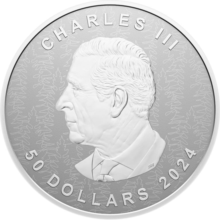 Back of the Silver Maple Leaf 5 oz RP - Ultra High Relief 2024