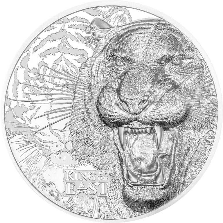 Front of the Silver King of the East - Tiger 3 oz PF- Ultra High Relief