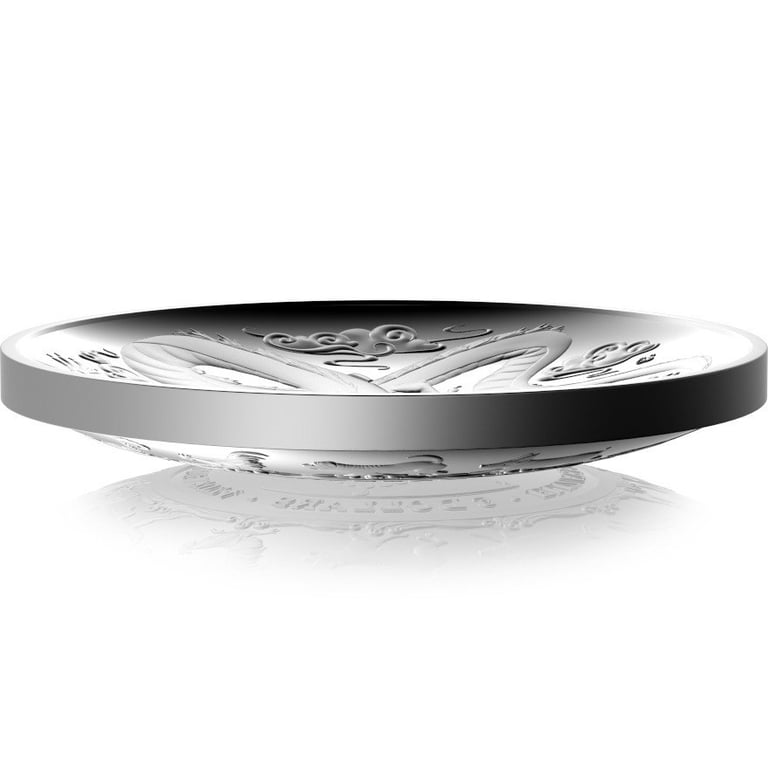 Side view of the Silver Lunar Dragon 1 oz PF domed coin - RAM 2024