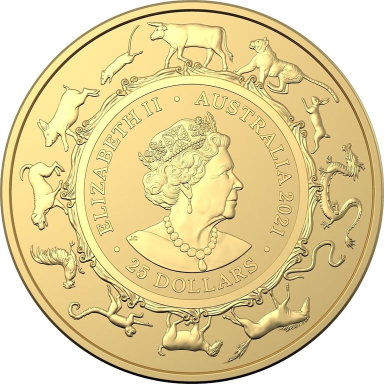 Back of the Gold Lunar Ox 1/4 oz - RAM 2021
