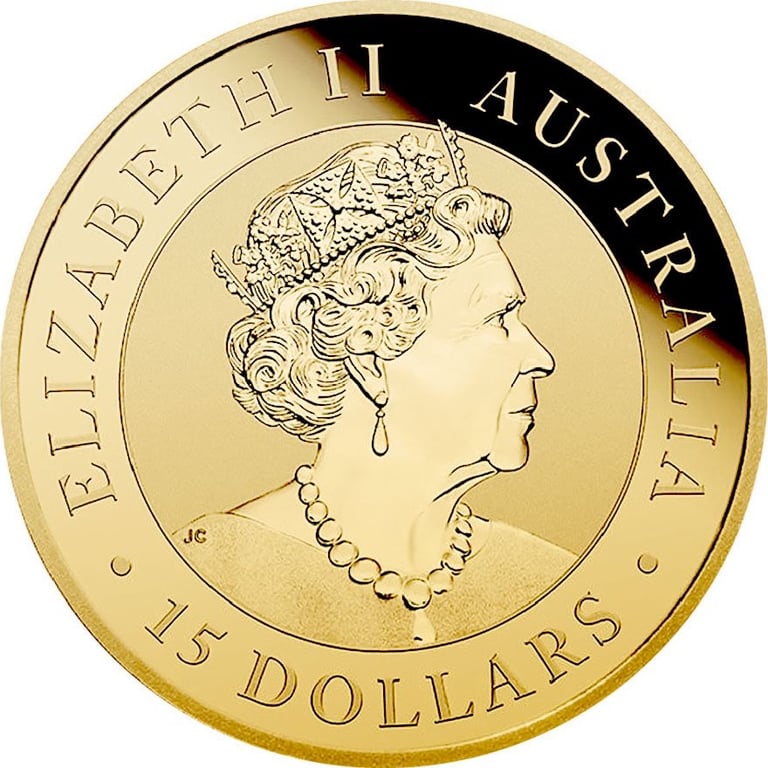 Back of the Gold Kookaburra 1/10 oz - 2022