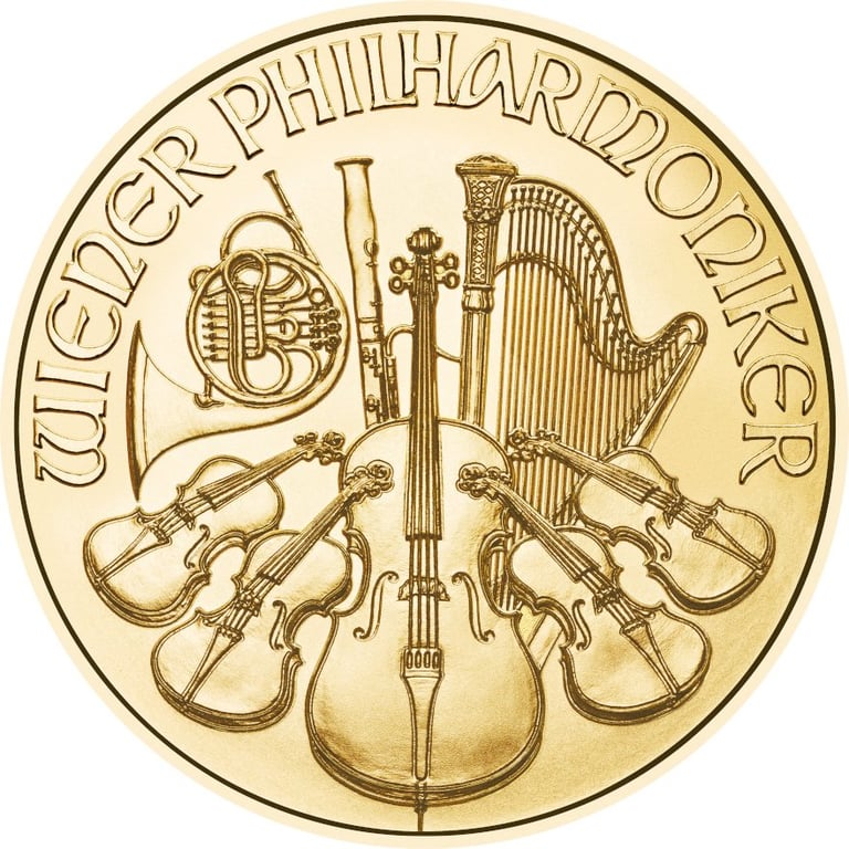 Front of the Gold Philharmonic 1 oz - 2024