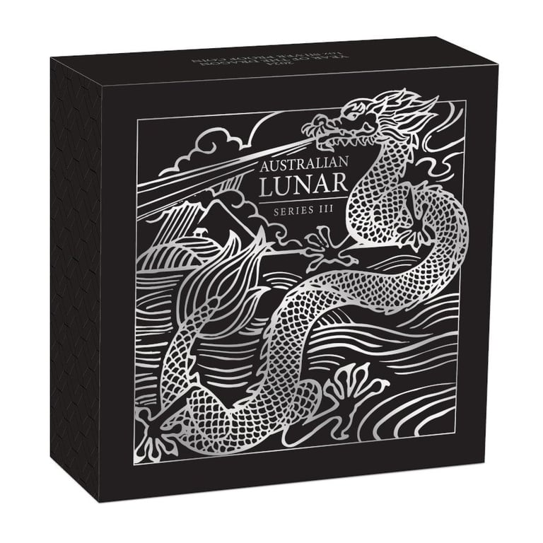 Original coin case of the Silver Lunar III 1 oz PF - Dragon 2024