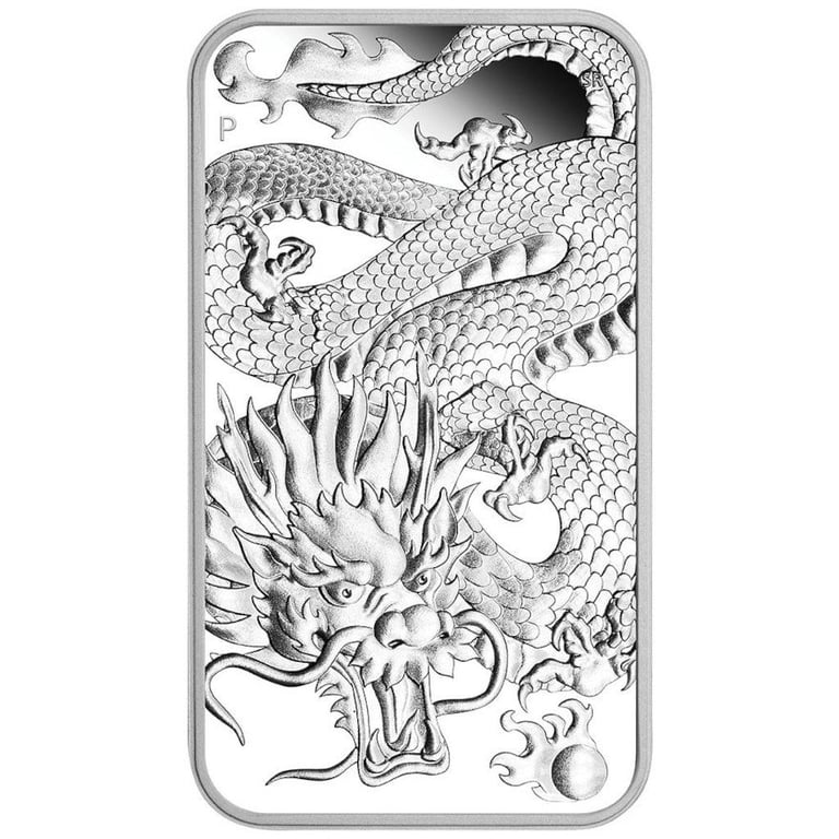 Front of the Silver Dragon Rectangle 1 oz PF - 2022
