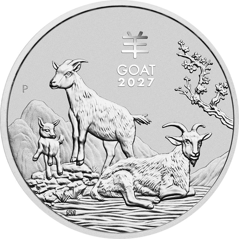 Front of Silver Lunar III 1 oz - Goat 2027