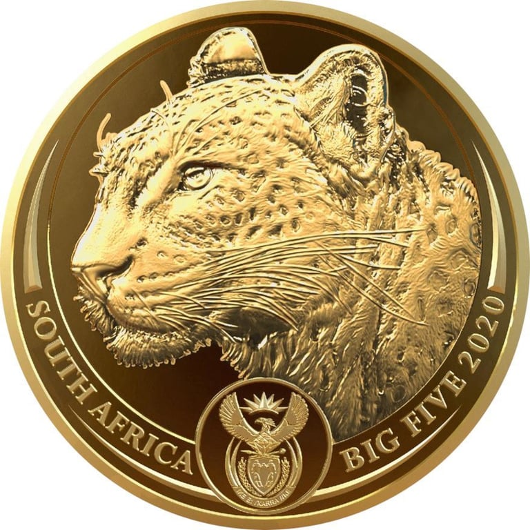 Front of the Gold Leopard 1 oz PF - Big Five Series I - 2020