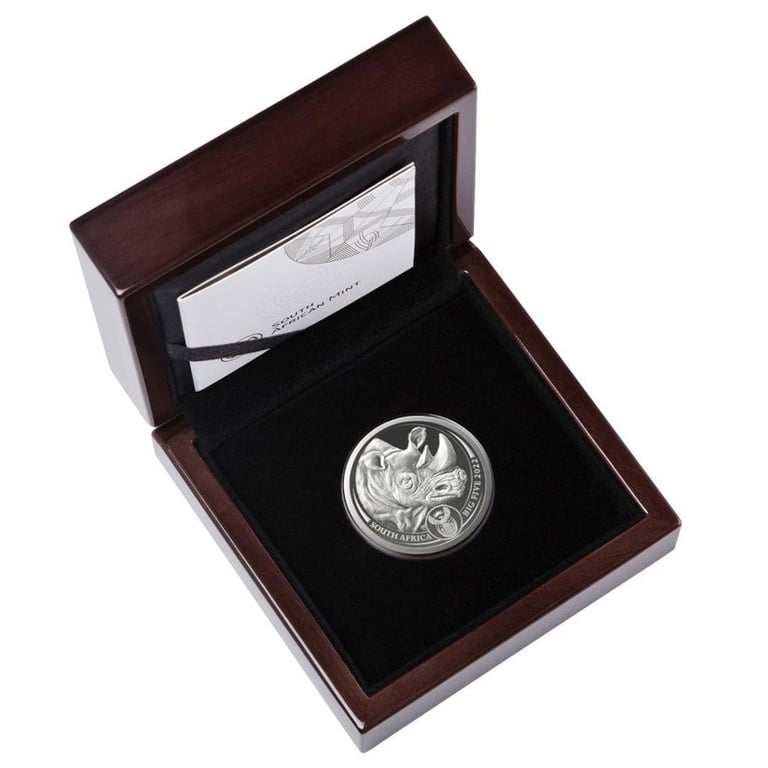 Silver Rhino 1000 g - Big Five Series II - 2022 in the original coin case