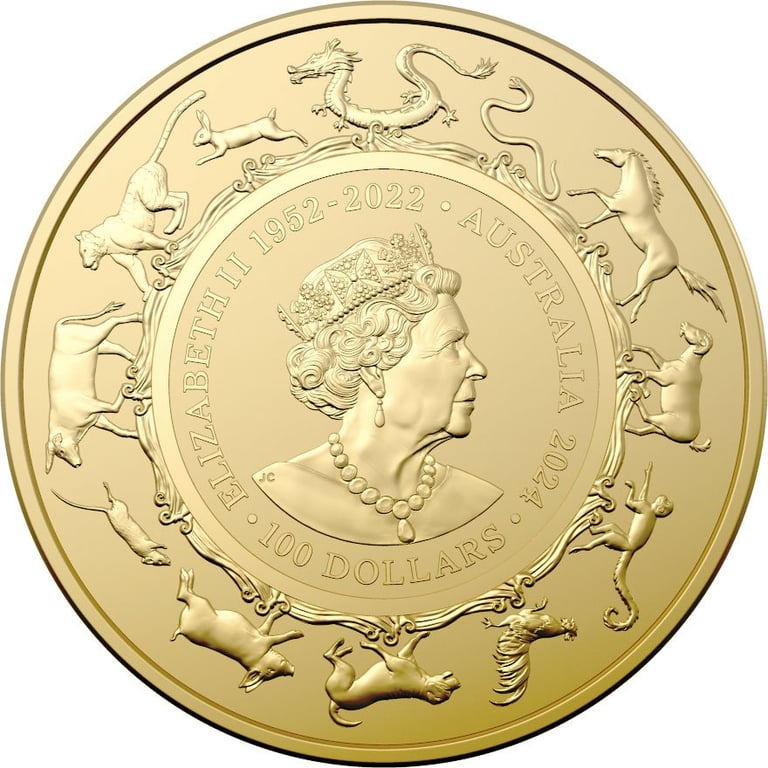 Back of the Gold Lunar Dragon 1 oz - RAM 2024