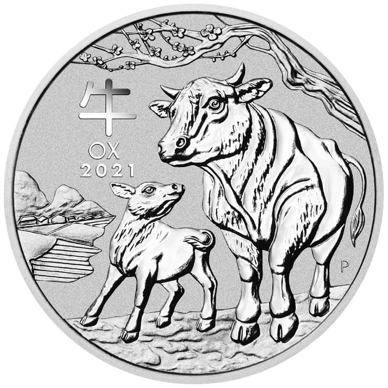 Front of the Silver Lunar III 1 oz - Ox 2021
