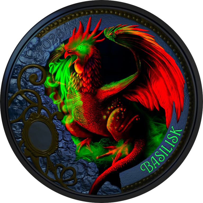 Front (dark) of CuNi Fantastische mythical creatures "Der Basilisk" 3 EUR UNC - 2026