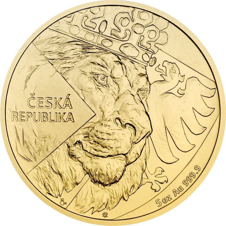 Front of the Gold Czech Lion 5 oz - 2024