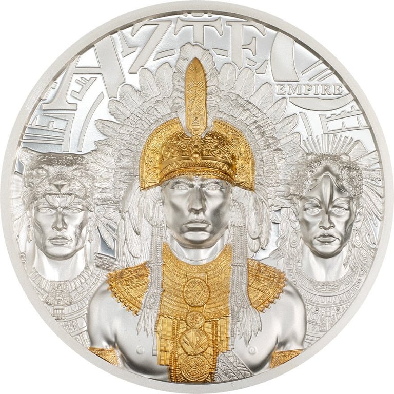 Front of the Silber Aztecs Empire 3 oz PF - Ultra High Relief 2025