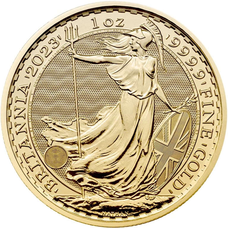 Front of the Gold Britannia - Coronation 1 oz - 2023