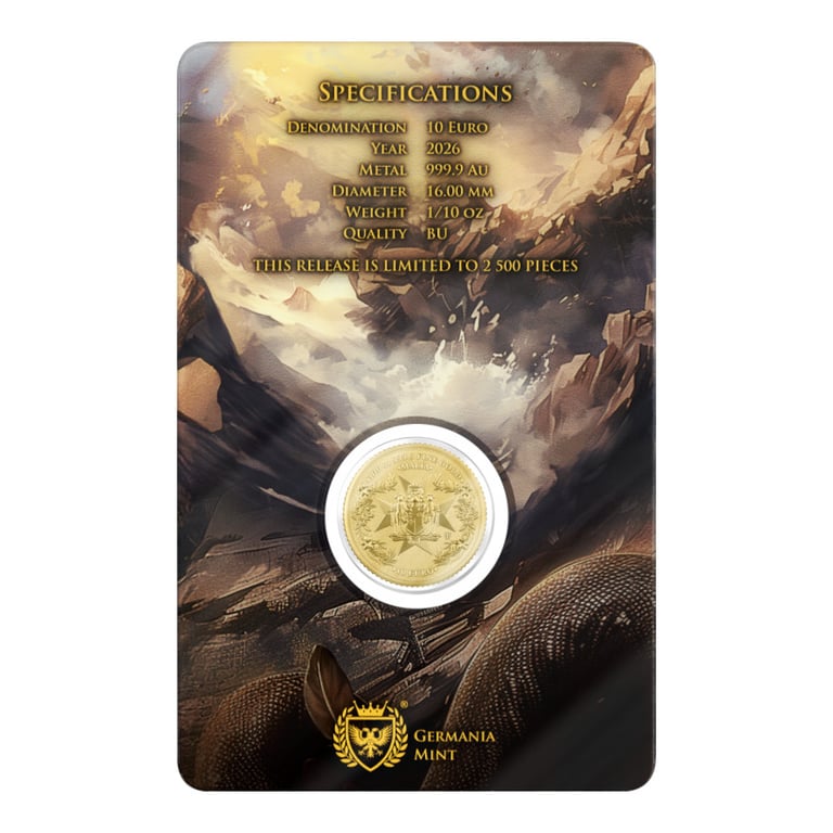 Back Blister of Gold Malta Golden Eagle 1/10 oz - 2026