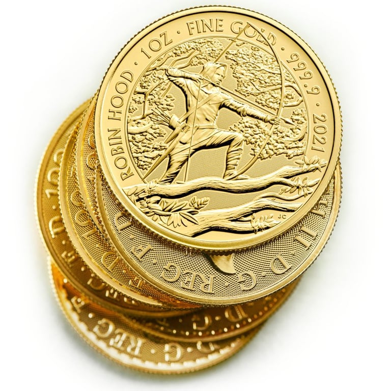 Side view of the Gold Myths and Legends - Robin Hood - 1 oz - 2021