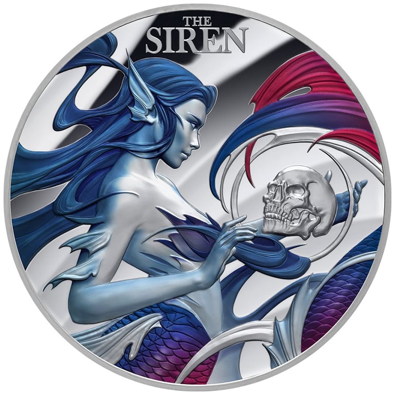 Front of the Silver Mythical Creatures - The Siren 2 oz PF - 2023