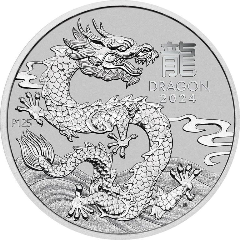 Front of the Platinum Lunar III 1 oz - Dragon 2024