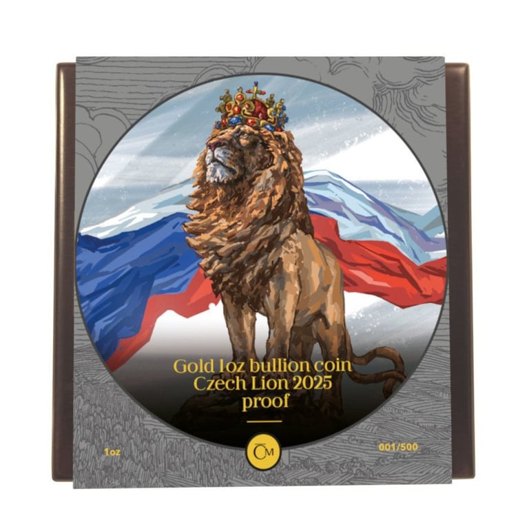 Gold Czech lion 1 oz - Proof - 2025 in the original coin case