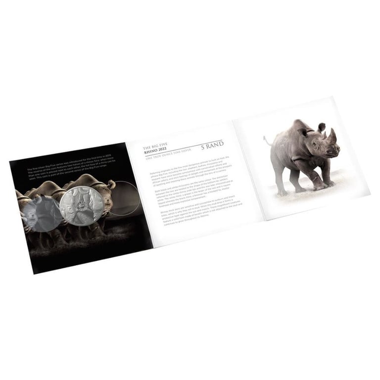 Original coin case of the Silver Rhino 1 oz - Big Five Series II - 2022