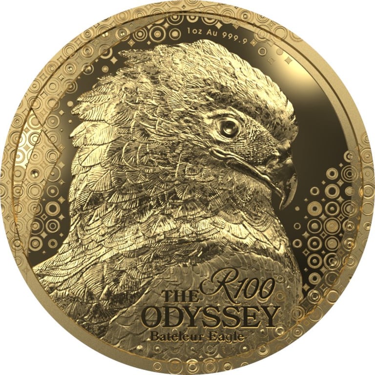 Front of the Gold Bateleur Eagle 1 oz PF - 2025