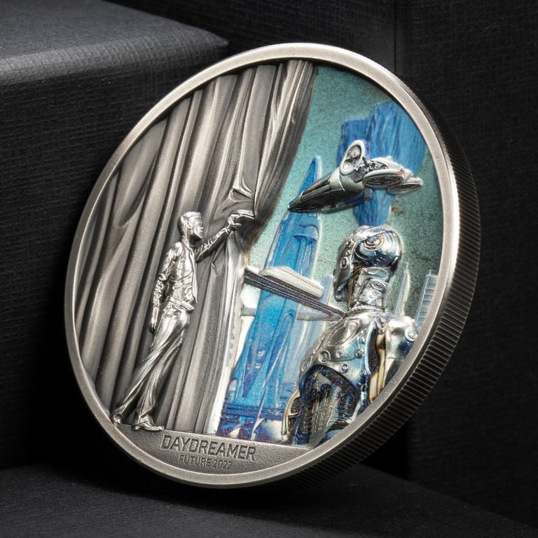 Silver Daydreamer 2 oz Antique Finish - 2022 in the original coin case