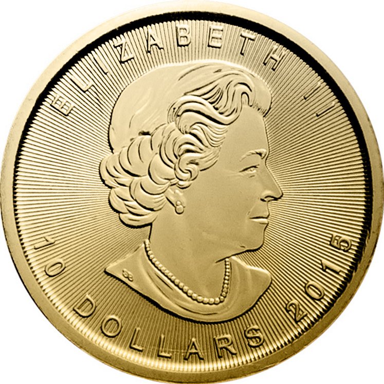 Back of the Gold Maple Leaf 1/4 oz