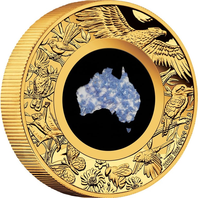 Side view of Gold Great Southern Land 1 oz PF - Lepidolith Coin