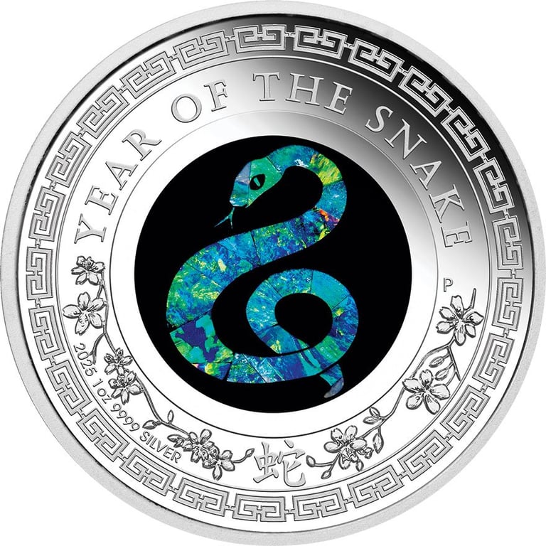 Front of the Silver Opal Series 1 oz PF - Year of the Snake 2025