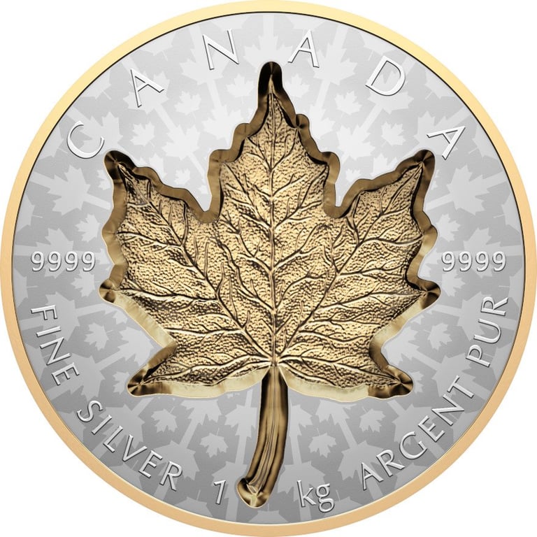 Front of the Silver Maple Leaf 1000 g RP - Super Incuse 2024
